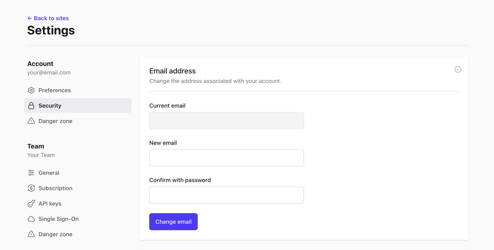 Access your account's settings