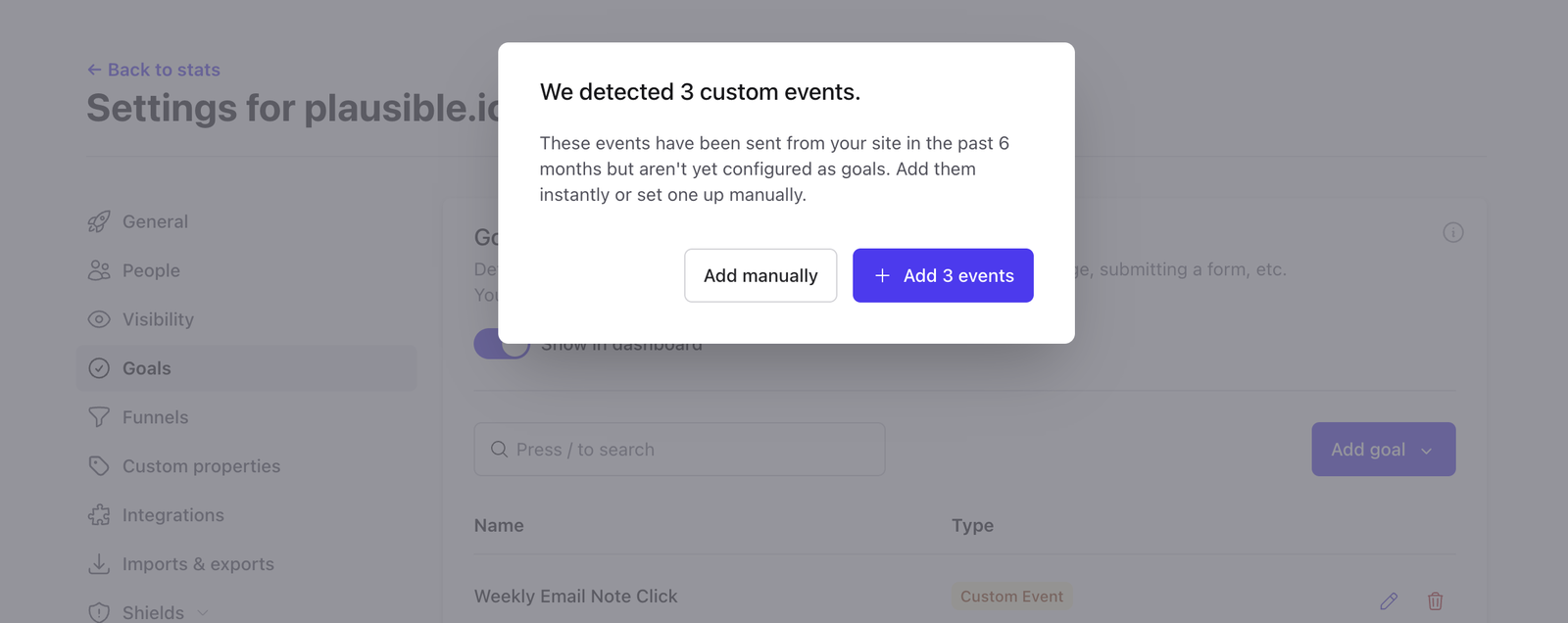 Add all existing events with a single click