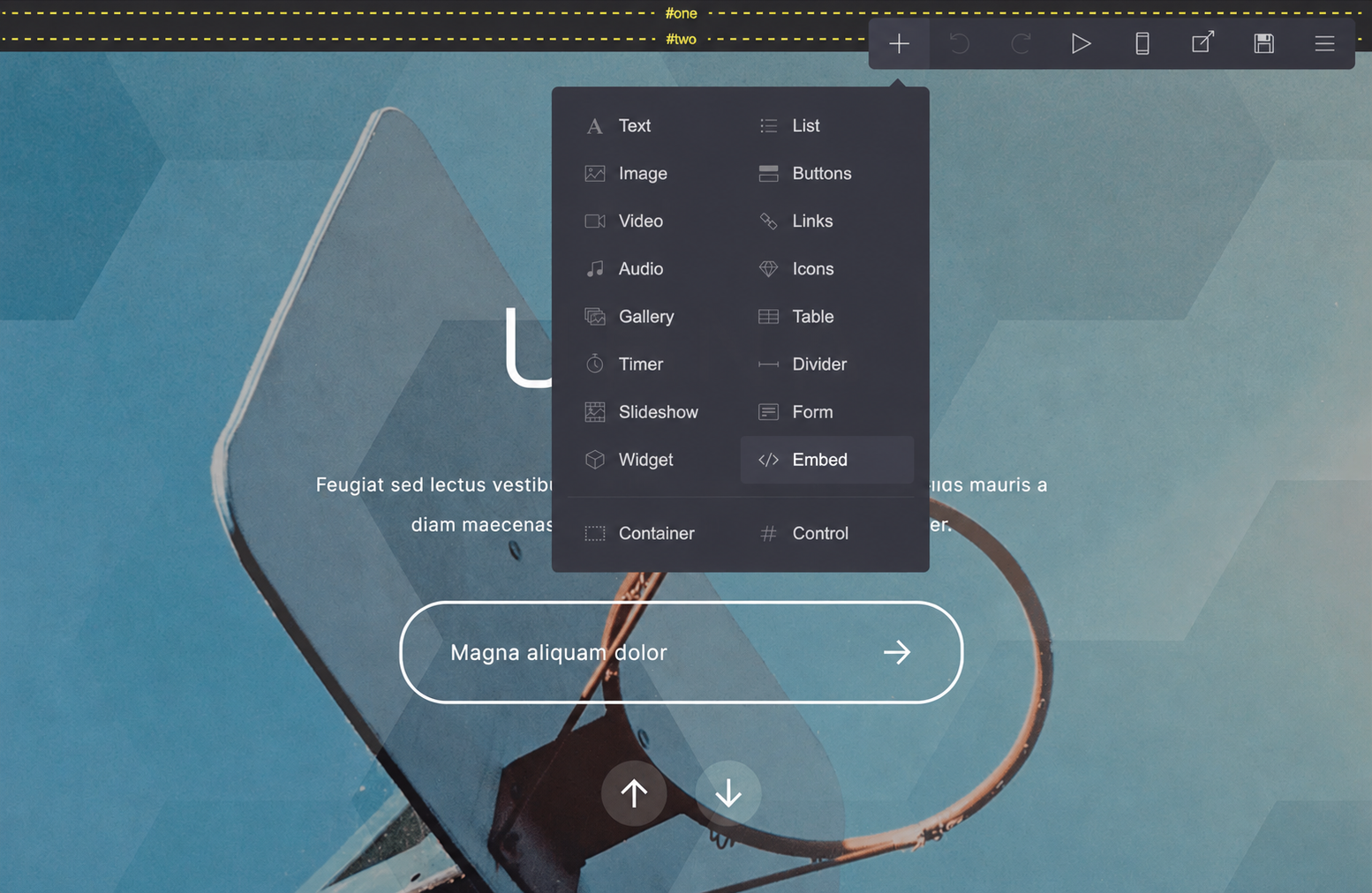 Add embed element to Carrd