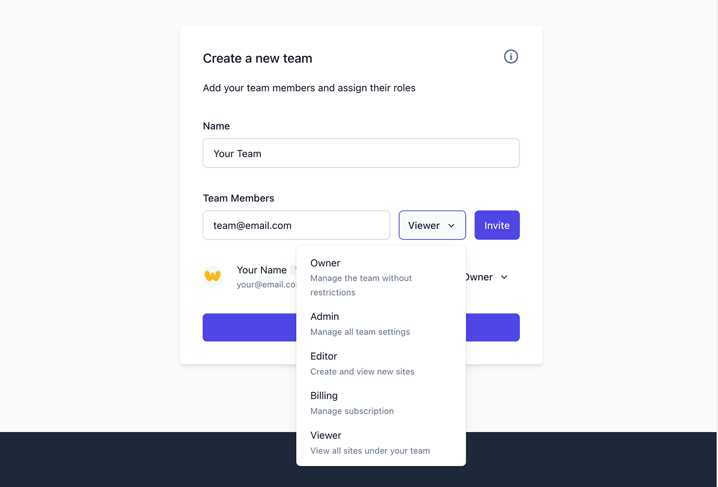 Invite team member