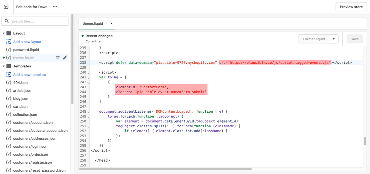 Modify Plausible script
