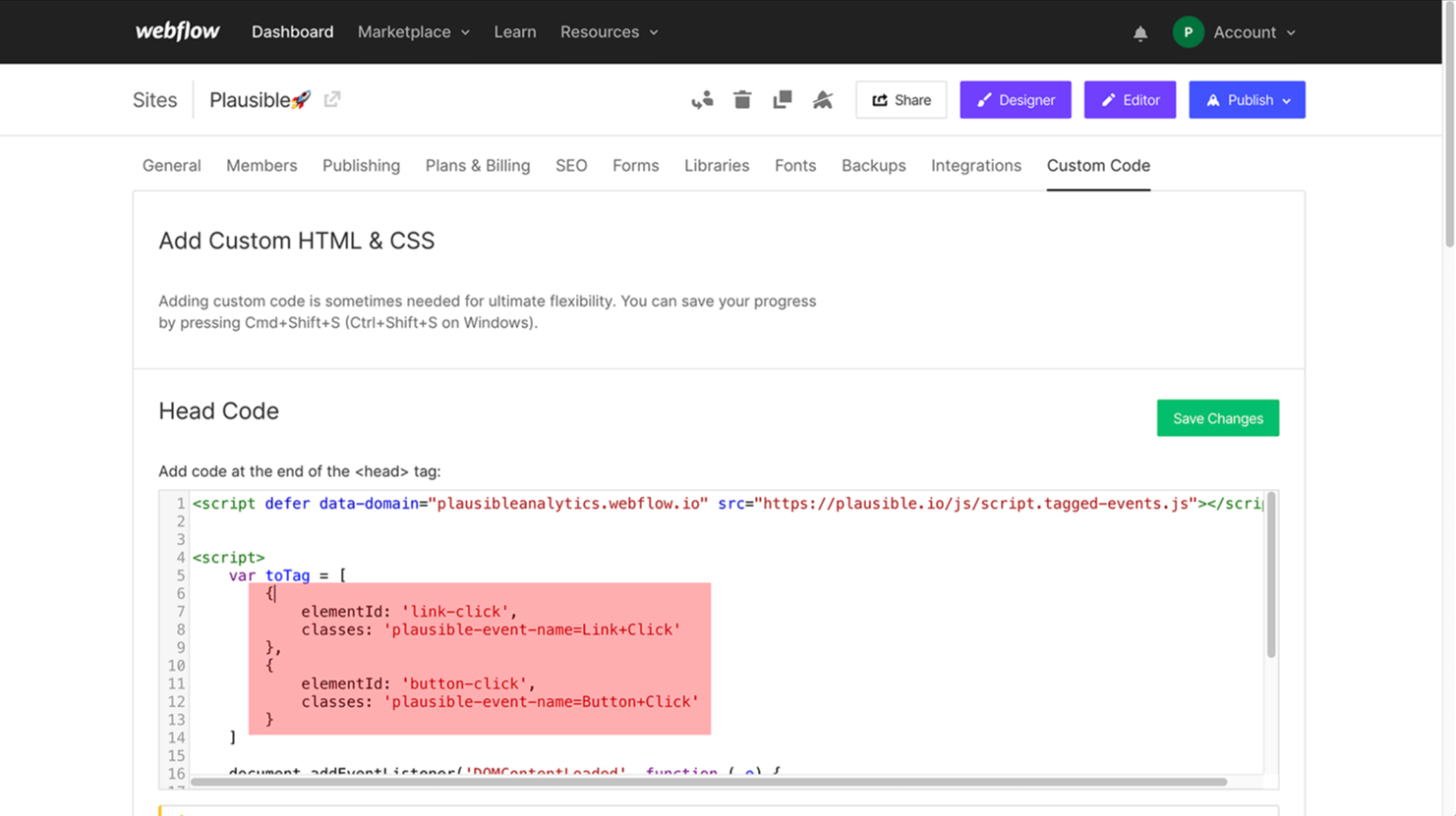 track multiple elements in Webflow