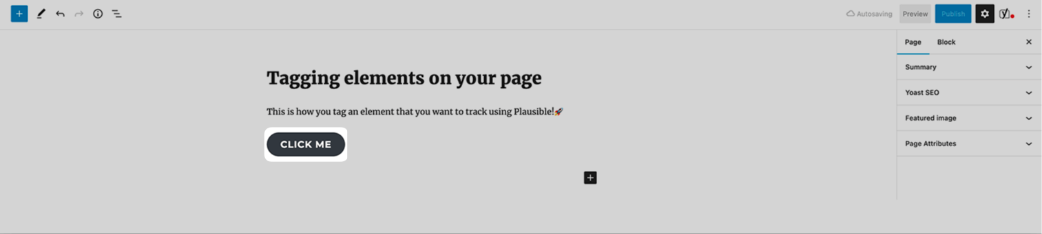 Click on any block element you want to track
