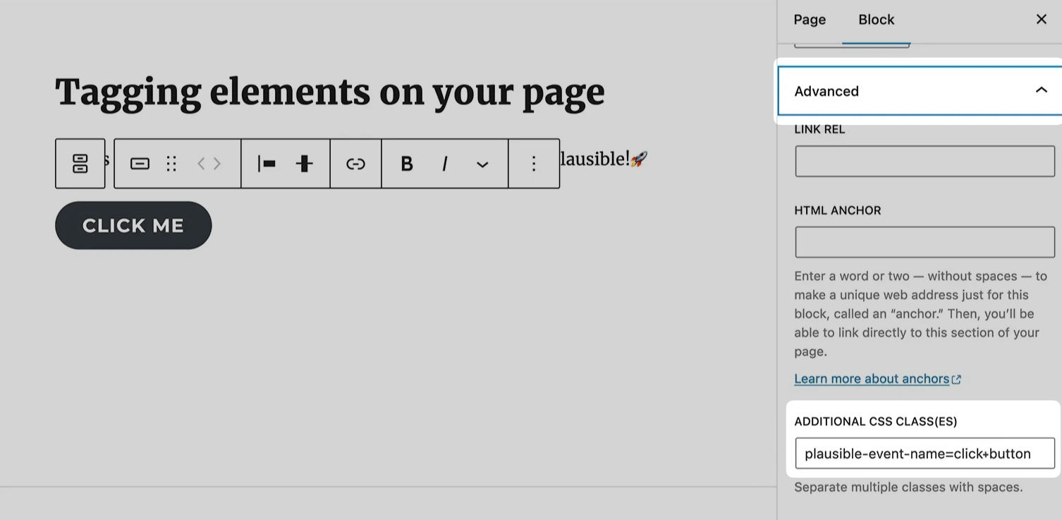 Add a CSS class name in the "Additional CSS class(es)" field